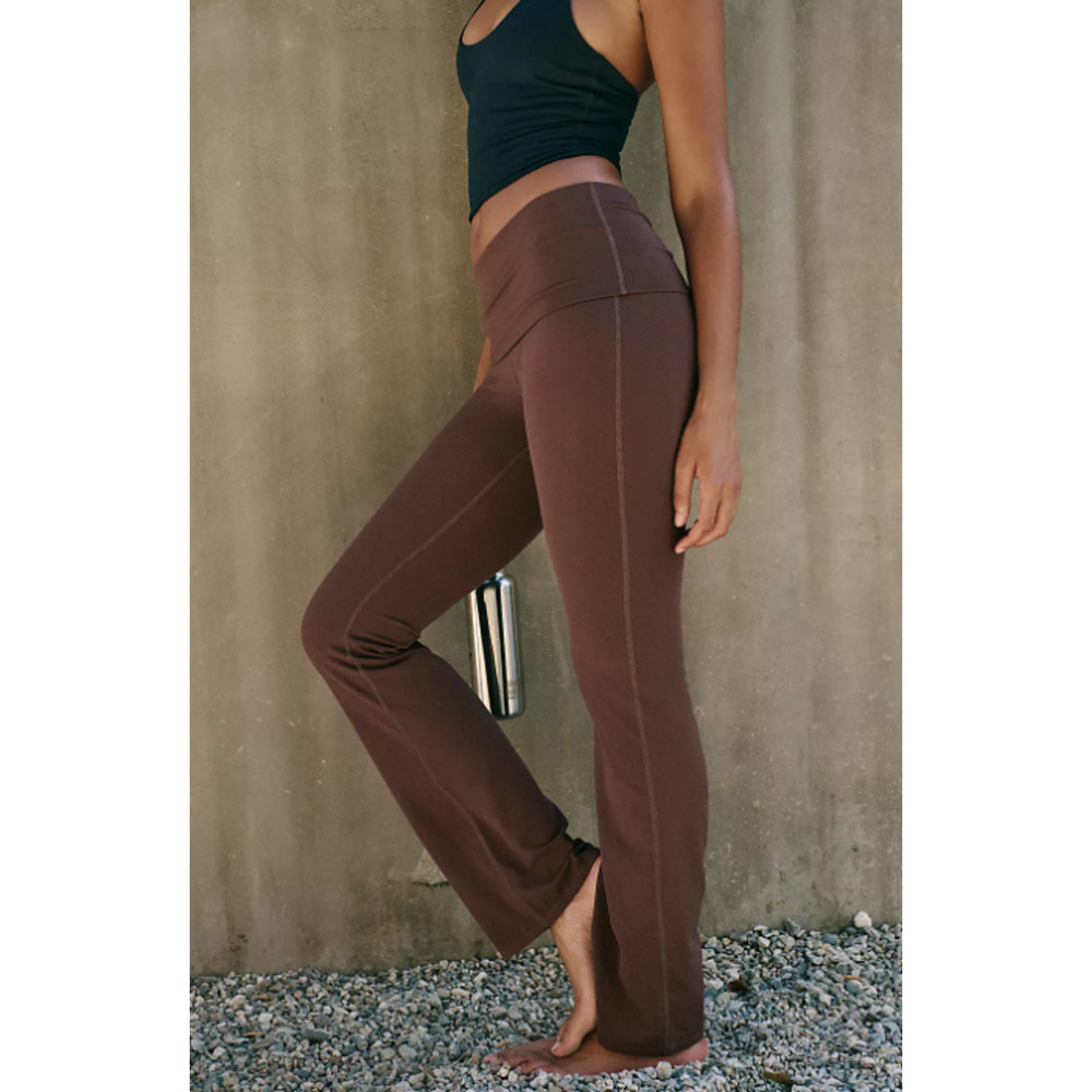 Vuori Women AllTheFeels Java High Rise Foldover Flared Leggings Sz L Stretch Yog - Picture 12 of 16